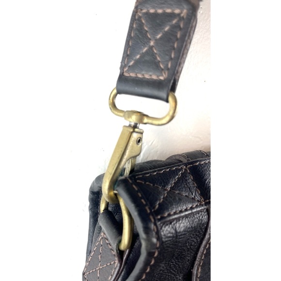 vintage fossil crossbody bag Top Handle Black Leather Bag Adjustable Messenger - Picture 7 of 14